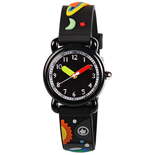 Venhoo Kids Watches Analog 3D Cute Cartoon Waterproof Silicone Children Toddler Wrist Watches Time Teacher for Boys Little Child-Universe