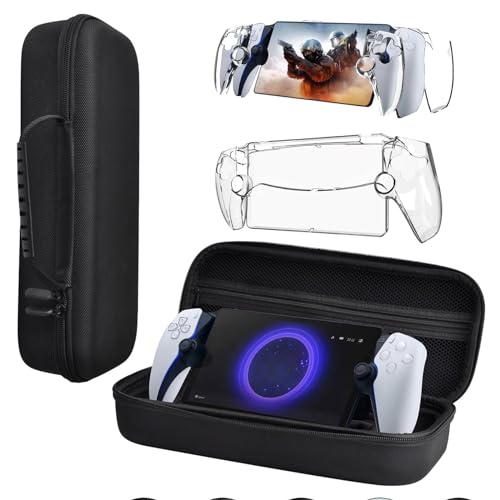 AZURAOKEY EVA Protective Case Compatible with Playstation Portal, Splashproof Stand Design Portable Storage Bag with Transparent PC Protective Case for SONY PlayStation Portal-Lvory