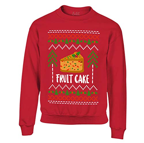 S4E Fruit Cake Ugly Christmas Crewneck Sweatshirt Small Red