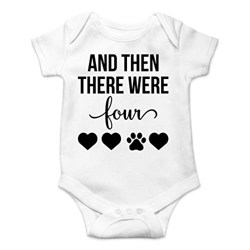 AW Fashions And Then There Were Four - My Siblings Have Paws - Funny Infant One-piece Baby Bodysuit (Newborn, White)