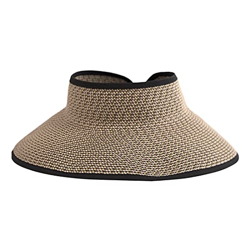 San Diego Hat Company Women's One Size Ultrabraid Visor with Ribbon Binding, and Sweatband, Mixed Black/Bright