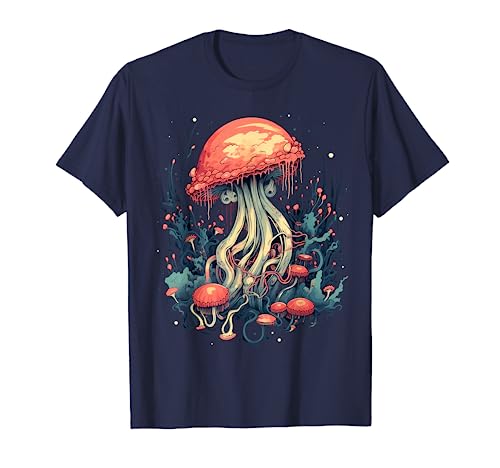 Aesthetic Jellyfish Shaped Dark Forest Mushroom Cottagecore T-Shirt