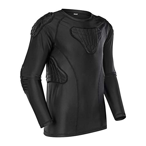TUOY Youth Padded Compression Shirt Long Sleeve Padded Chest Rib Protector Shirt for Football Baseball Martial Art