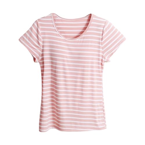 Lightning Deals of Today Prime Workout Tops for Women Built in Bra Summer Dress Vocation Set Crew Neck Blouse Womens Casual Tops Tank Tops with Built in Bras Plus Size