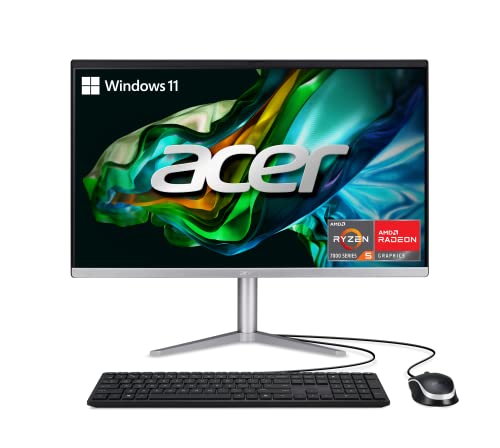 Acer Aspire C24-1300-UR32 AIO Desktop | 23.8' Full HD IPS Display | AMD Ryzen 5 7520U Quad-Core Processor | AMD Radeon 610M Graphics | 8GB LPDDR5 | 512GB PCIe SSD | Wi-Fi 6E | Windows 11 Home,Black