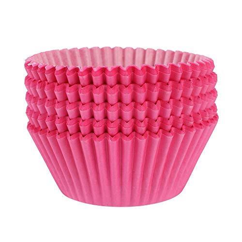 TRUSBER Baking Cups, 100 pieces Paper Cupcake Liners Wrappers Nonstick Muffin Molds Baking Cup Holders for Wedding, Birthday, Baby Shower or Holiday Party (Pink)