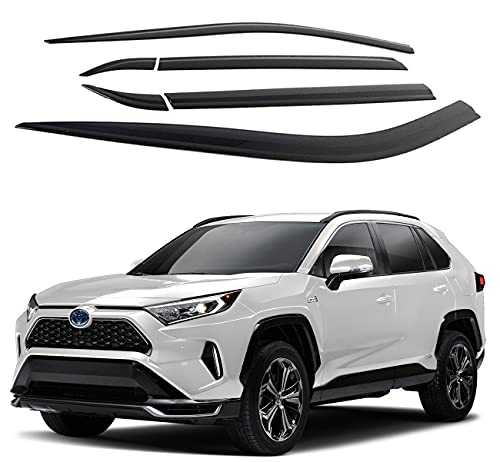AUTOCLOVER Tape-On Rain Guards Window Visors 6 Pcs Set for Toyota Rav4 2019 2020 2021 2022 2023 2024 / Window Deflectors, Out-Channel Vent Shades (Smoked)