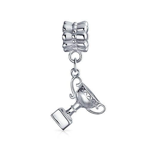 Sports Champion Winners Cup Trophy Dangle Charm Bead For Women Teen .925 Sterling Silver Fits European Bracelet