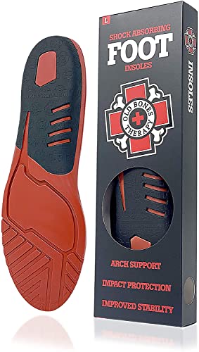 Old Bones Therapy Shock Absorbing Foot Insoles - Impact Protection, Arch Support and Improved Stability - Orthotic Insoles for Skateboarding, BMX, Motocross, Snowboarding and Ruling at Life (L)