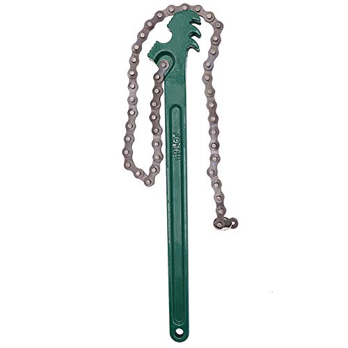 Ruikarhop 16 Inch Heavy Duty Reversible Chain Wrench fits 1.5' to 7.5' Diameter Oil Filter Wrench, Adjustable Oil Fuel Filter Chain Wrench Pipe Fittings Tools Spanner