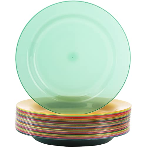 Cedilis 30 Pack Plastic Plates, 10 Inch Reusable Round Plates, Assorted Dinner Plates for Indoor Outdoor Kids Toddler Use, BPA Free, Dishwasher Safe, Microwave Safe 6 Colors