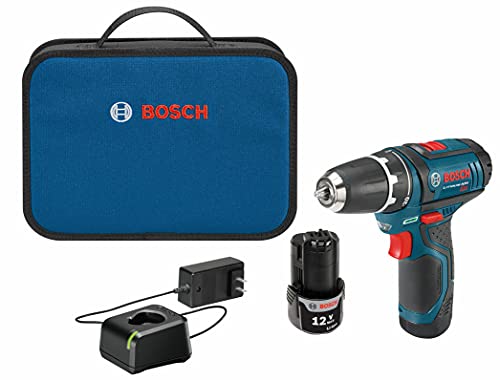 BOSCH PS31-2A 12V Max 3/8 Inch Drill/Driver Kit with (2) 2 Ah Batteries and Charger, Variable Speed