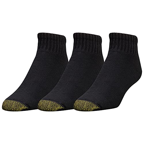 GOLDTOE Men's Ultra Tec Performance Ankle Socks, 3-Pairs, Black, Large
