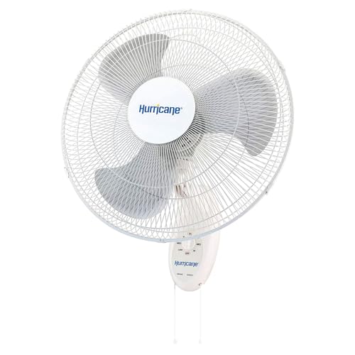 Hurricane Fans - Supreme 18' Wall Mount Fan - 18 Inch Wall Fan with 90 Degree Oscillation, 3 Speed Settings, Adjustable Tilt - ETL Listed - High 3036 CFM