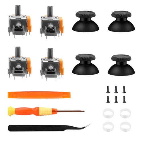 TOMSIN Joysticks Replacement for PS5 Controller,4 Pack Hall Effect 3D Analog Sensor Joysticks Module with Thumbsticks Cap for Playstation 5 DualSense Conrtoller,Thumbsticks Repair Kit for PS5 Controll