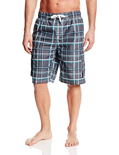 Kanu Surf Men's Infinite Swim Trunks (Regular & Extended Sizes), Miles Charcoal, Medium