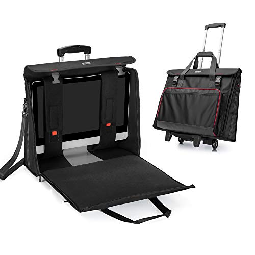 CURMIO Rolling Carrying Bag Compatible for Apple iMac 21.5 inch Desktop Computer, Detachable Trolley Storage Case Compatible with iMac 21.5-inch Monitors and Accessories, Black (Patent Pending)