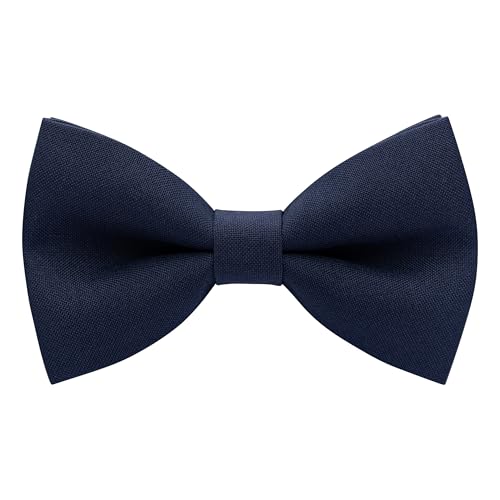 Bow Tie House Men's Classic Pre-Tied Bow Tie Formal Solid Tuxedo (Large, Navy Blue)