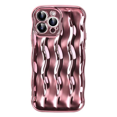 SKYLMW Designed for iPhone 11 Case 6.1' 2019, Water Ripple Shape Pattern Cute Kawaii Curly Wave Frame Shape, Soft TPU Shockproof Protective Phone Cover for Women Girls, Rose Gold