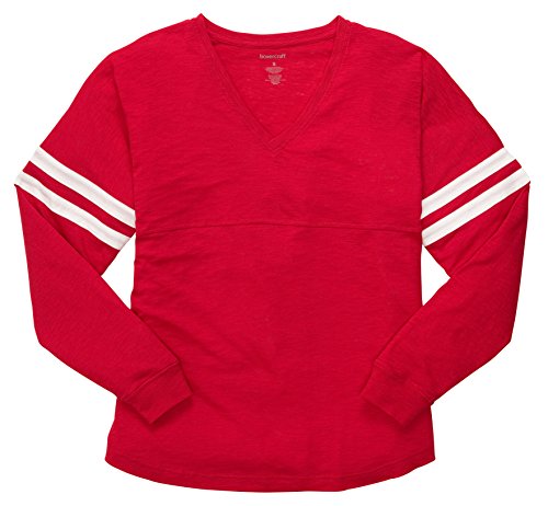 boxercraft Long Sleeve Light Weight Varsitee Slub Jersey, Red S