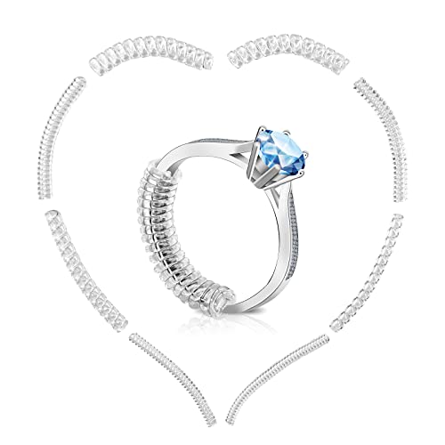 AdnesUSA Ring Sizer Adjuster for Loose Rings-8 Pack,8 Assorted Sizes Fits Any Rings, Upgraded Extended Invisible Jewelry Ring Size Reducer Spacer Ring Guard Fits Man’s Ring and Woman’s Ring, 8 Sizes