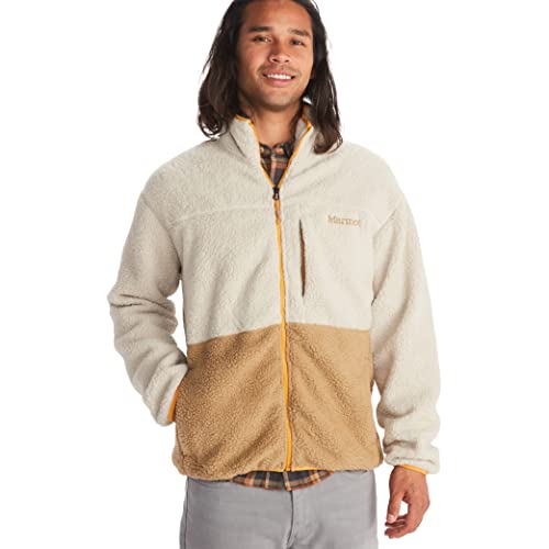 MARMOT Men's Aros Fleece Jacket, Sherpa with Retro Style for Camping and Hiking in Fall and Winter, Shetland/Sandbar, Medium
