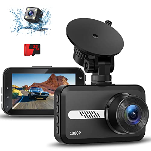 GMAIPOP Dash Cam Front and Rear, 1080P Dash Camera for Cars with SD Card, Dual Dashcams 3' IPS Screen, Dashboard Camera Recorder 170° Wide Angle,Accident Lock,Night Version,Motion Detection