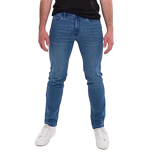 Kenneth Cole REACTION Mens Jeans Slim Fit - 2-Way Stretch Denim Jeans for Men Slim Fit - Men's Blue Jeans (Livingston, 33x30)