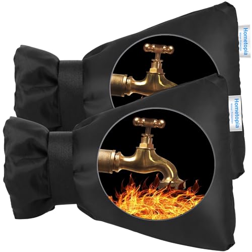 Outdoor Faucet Cover for Winter - Pro 7.1'W x 10.6'H Outdoor Water Faucet Cover Socks for Winter Freeze Protection Pipe Insulation Reusable Waterproof Insulated Spigot backflow Cover,Black (2)