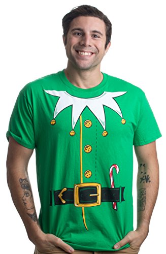 Santa's Elf Costume | Jumbo Print Novelty Christmas Holiday Humor Unisex T-Shirt-Adult,XL Green