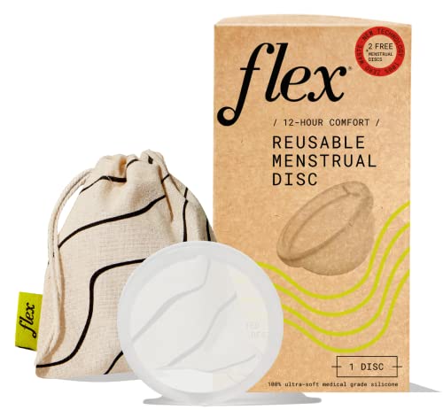 Flex Reusable Disc | Reusable Menstrual Disc | Tampon, Pad, and Cup Alternative | Capacity of 6 Super Tampons | Lasts for Years | Includes Carrying Pouch & 2 Free Disposable Discs