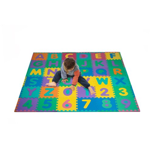 Kids' 96-Piece Foam Floor Alphabet and Numbers Puzzle Play Mat for Babies and Toddlers - Interlocking Tile Game by Trademark Games (Multicolored)