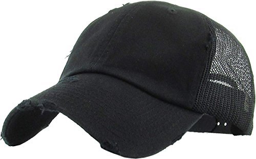 KBETHOS KBE-VM BLK Vintage Mesh Adjustable Baseball Cap, One Size, Black Trucker