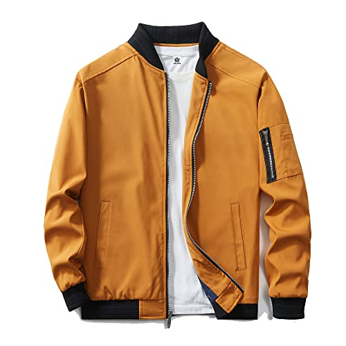 URBANFIND Men's Slim Fit Lightweight Sportswear Jacket Casual Bomber Jacket US XL Yellow