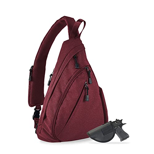 JESSIE & JAMES Peyton Crossbody Sling Backpack Concealed Carry Purse For Women Men Outdoor Chest Bag Shoulder Backpack|Red