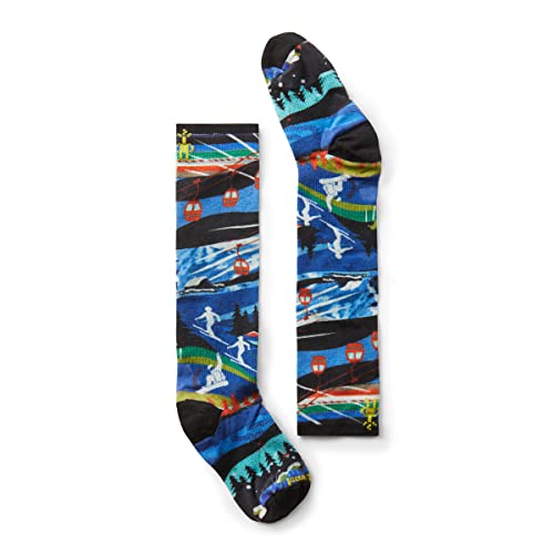 Smartwool Ski Zero Cushion Skication Print OTC Sock - Kids', Neptune Blue, L