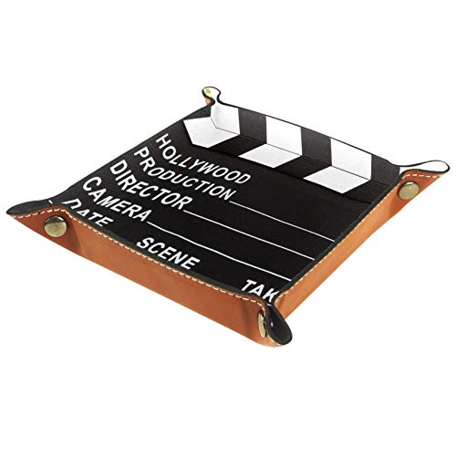 Movie Cinema Lapper Board Valet Tray Coins Jewelry Keys Storage Catchall for Office Desktop Bedside,16x16cm