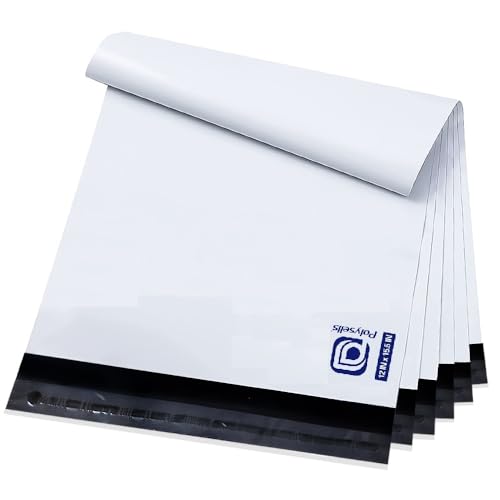 POLYSELLS Poly Mailers Shipping Envelopes, Strong Adhesive Sealing, Waterproof, and Tear-resistant Postal Mailing Bags for Clothing, Books, and Accessories (White, 12x15.5 Inch, 100 pcs)