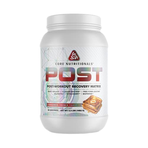 Core Nutritionals Post Post-Workout Recovery Matrix with Cyclic Dextrin, Velositol, for Optimum Protein Absorption, Glycogen Replenishment, Muscle Recovery 20 Servings (Cinnamon French Toast)