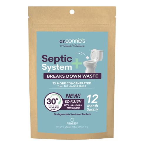 Dr. Connie's Septic System Treatment, Bacteria For Septic Tank, 12 Count Easy Flush Packets