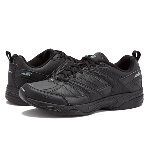 Avia Avi-Union II Non Slip Shoes for Men - Lace Up Comfort Men's Restaurant, Work & Safety Footwear - Black/Castle Rock, 10.5 Extra Wide