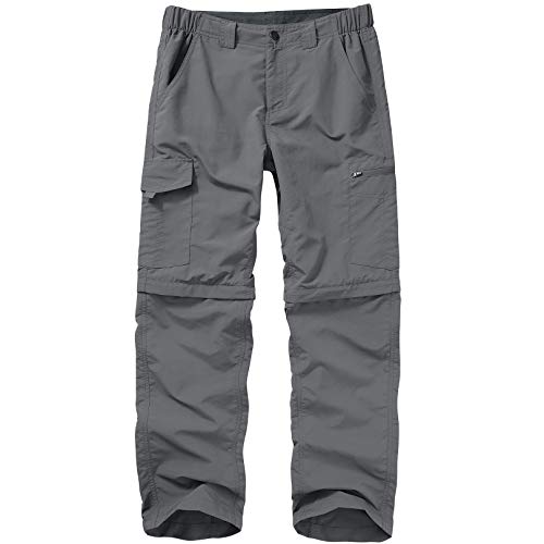 Hiking pants for men scout convertible zip off Lightweight Quick Dry breathable fishing safari camping travel pants,6226,Grey,34