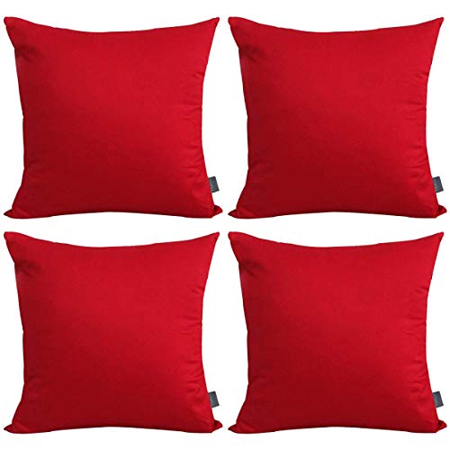 Thmyo 4-Pack 100% Cotton Comfortable Solid Decorative Throw Pillow Case Square Cushion Cover Pillowcase Sublimation Blank Christmas DIY Throw Pillow Covers for Couch Sofa(18x18 inch/ 45x45cm,Red)