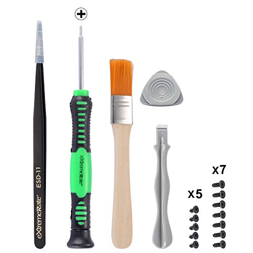 eXtremeRate Cross Screwdriver Set Opening Tools Repair Kits for PS4 All Model Controllers, for PS3 Controller with Spare Screws Tweezers Prying Tool and Cleaning Brush
