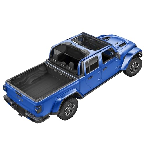 Alien Sunshade Jeep Gladiator Sun Shade Black (2018-Current)- Front & Rear Mesh Sunshade for Jeep Gladiator 4 Door, Jeep Gifts, Reduces Wind & Noise – Universal Fit for Jeep Gladiator Accessories
