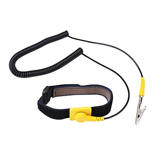Anti Static Wrist Strap, 11' Anti Static Wristband Grounding Bracelet with Alligator Clip and Extendable Long Cable, Fits Wrist Circumference ' 6' to 8.5'. [Regular Size]