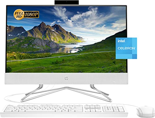 HP 2022 Newest All-in-One Desktop, 21.5' FHD Display, Intel Celeron J4025 Processor, 32GB RAM, 1TB PCIe SSD, Webcam, HDMI, RJ-45, Wired Keyboard&Mouse, WiFi, Windows 11 Home, White