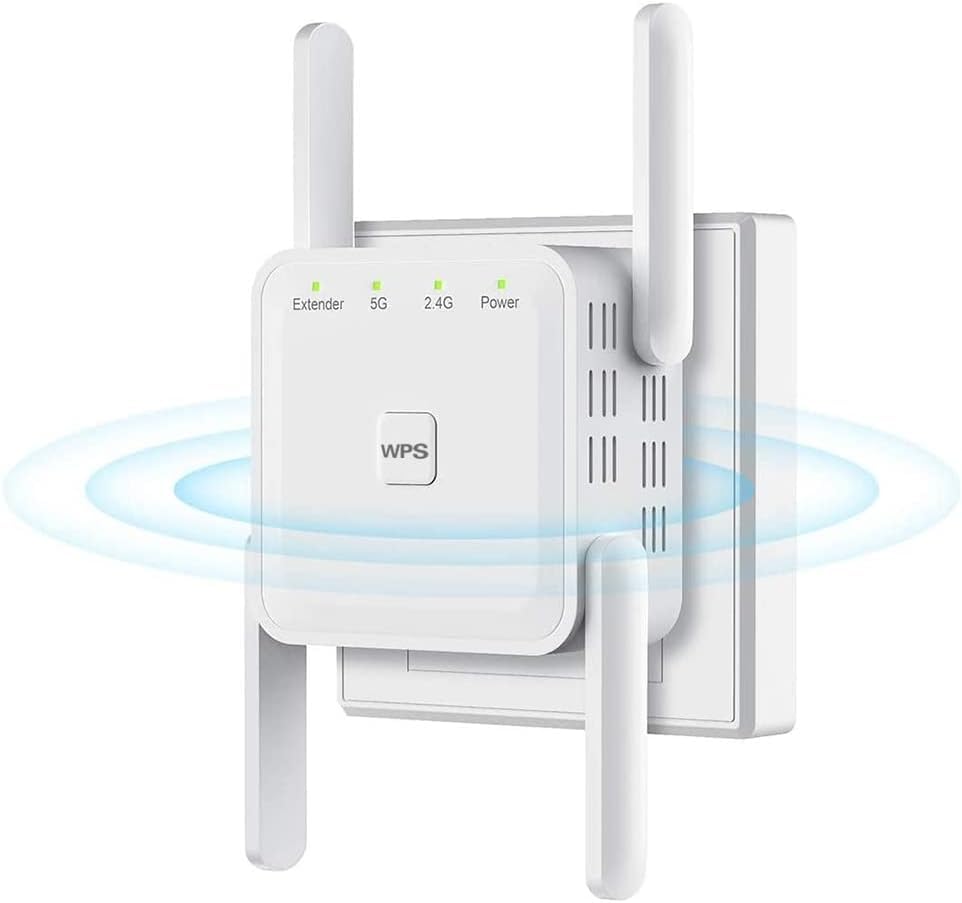 WiFi Extender Booster Repeater for Home & Outdoor, Super Booster 1200Mbps(6000sq.ft), WiFi 2.4&5GHz Dual Band WPS WiFi Signal Strong Penetrability, 360° Coverage, Supports Ethernet Port