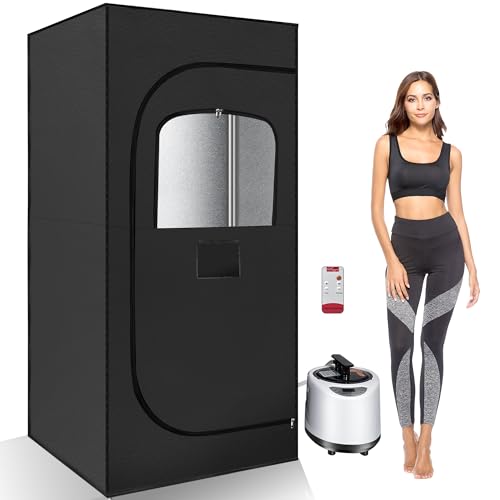 Kiguee Sauna, Sauna Box, Portable Sauna, Home Sauna with 2.6L 1000W Steam Generator, Remote Control, Home Sauna Tent for Gym, Yoga, Pilates, Hot Tub (Black)