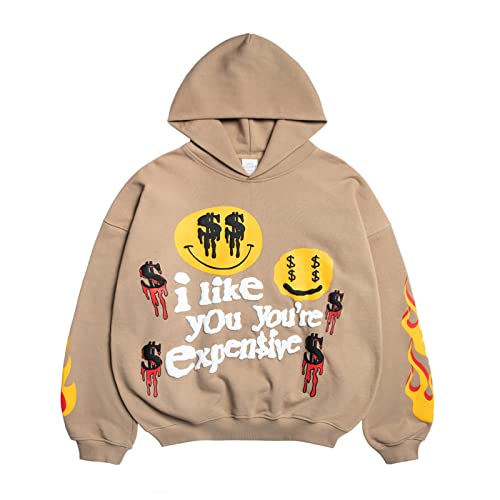 Arnodefrance Men i like you youre expensive Graphic Hoodie Sweatshirt Hip Hop Rapper Letter Printing Cotton Warm Pullover